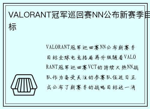 VALORANT冠军巡回赛NN公布新赛季目标